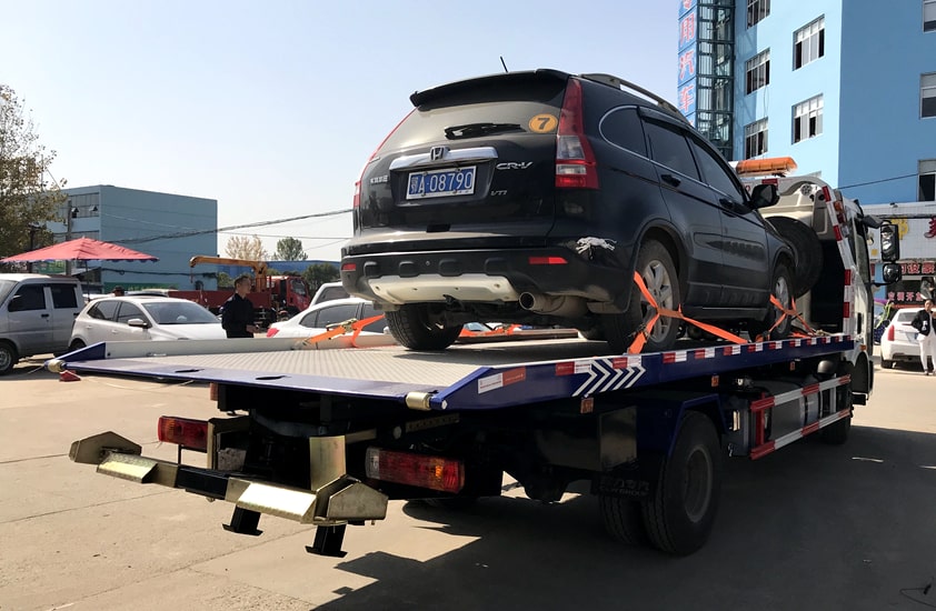 東風(fēng)D9 7.4米平板清障車拖車實拍圖片